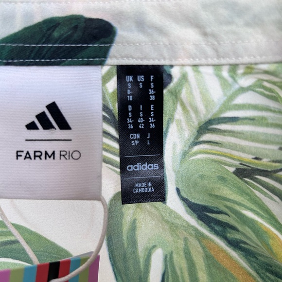 Farm Rio x Adidas Tropical Breeze Cream White Shirt Size Small Boho Floral - Picture 10 of 11